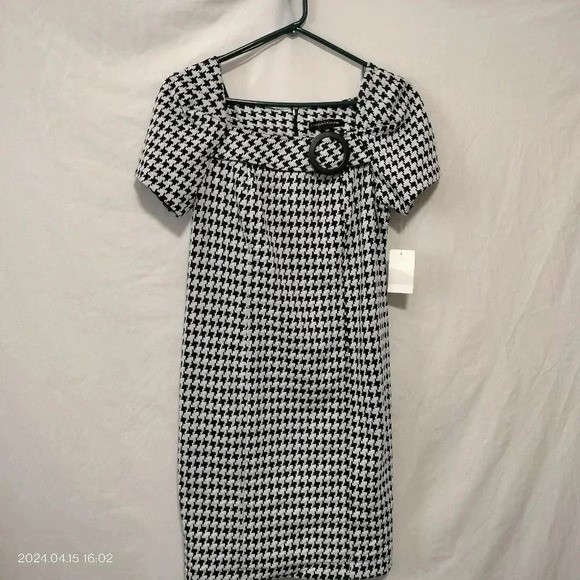 Chris McLaughlin size 4p Black White Houndstooth Collegiate Classic Style Dress - Picture 2 of 10